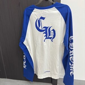 Chrome Hearts White and Blue Raglan Long Sleeve Tee